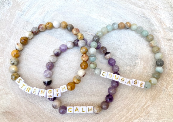 Custom Name Bracelets - Letter Bracelets - Affirmation Bracelets - Gemstone Bracelets - Custom Design Bracelets