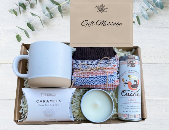 Home Gift - Best Friend Gift - Mug, Hot Cocoa, Caramels, Socks & Candle -  Boyfriend Gift - Thank You Gift  - Cozy Gift - Gift for Friend