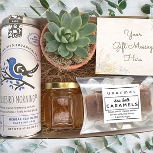 Coffret cadeau - Coffret cadeau thé et plantes - Choisissez votre carte - Nouvelle maison. - Cadeau d'anniversaire - Cadeau de sympathie - Merci - Une pensée pour vous - Cadeaux pour agent immobilier