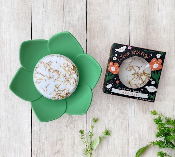 Build a Box Item - Keep Growing Lemongrass Shower Steamers & Lotus Tray Set - Shower Spa Set - Aromatherapy Spa Items