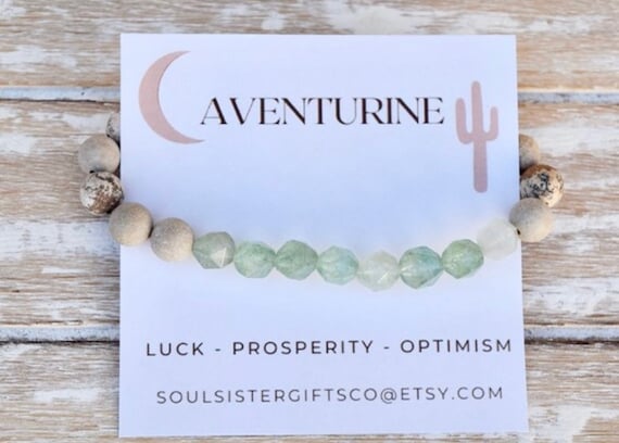 LUCK Gemstone Bracelet - Aventurine Crystal Bracelet - Star Cut Gemstone Bracelet - Optimism & Prosperity - Stacking Bracelet - Bracelet