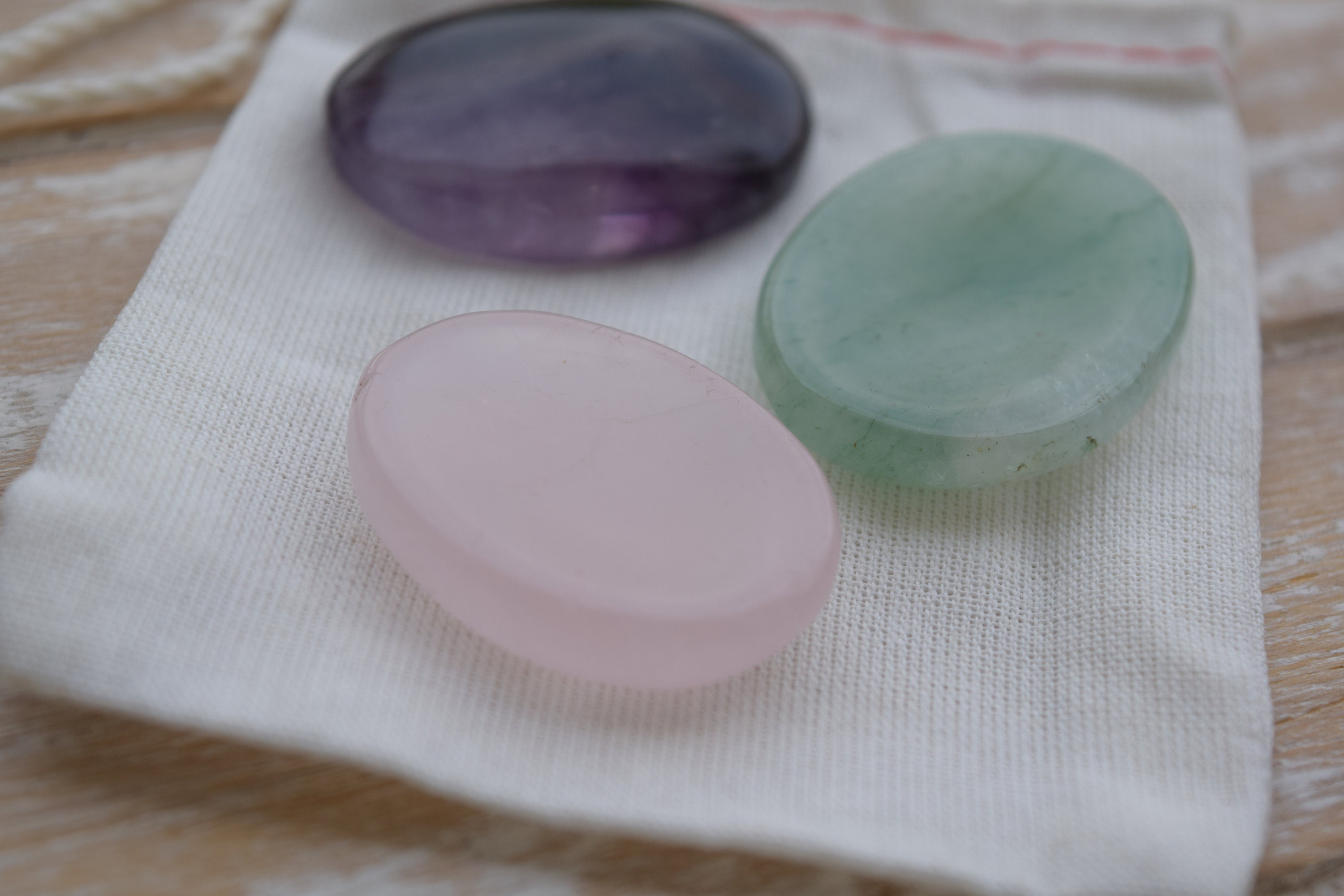 Worry Stone Self Care Rubbing Stone Amethyst Rose Quartz Etsy