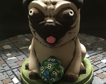 Derpy Pug Dice Guardian by Ars Moriendi, dice box, d20, Dungeons and Dragons, roll playing