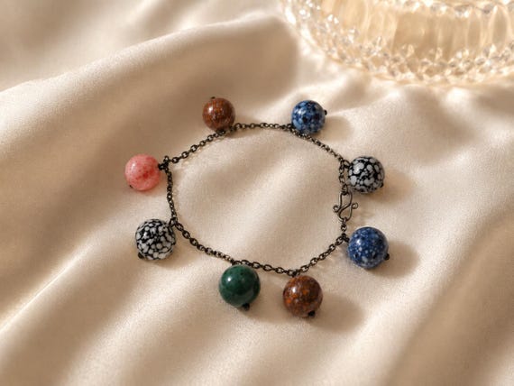 Vintage Murano Glass Bracelet | Colorful Venetian Art Beads, Italy