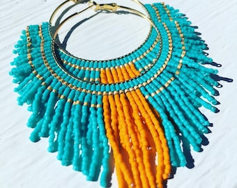 I'm Not Crying You're Crying: turquoise, gold and mandarin