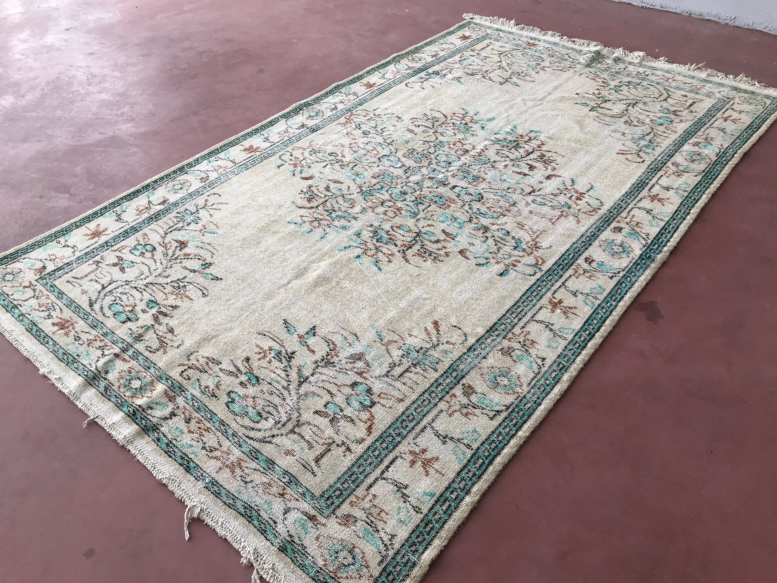 Turkish Large Rug 6.1 X 10.0 Ft Cream Oversize Rug Area Etsy