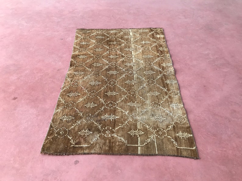 Brown shades rug Bathroom design,3.3x5.3Ft,MFK492 Small doormat rug Oushak Large rug Turkish small rug Handmade rug Antique Wool rug