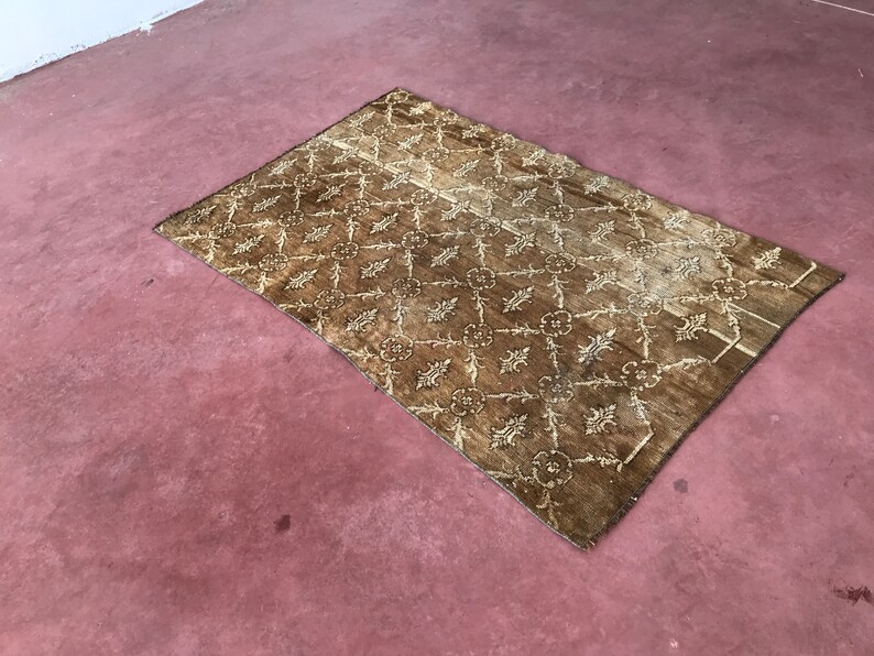 Brown shades rug Bathroom design,3.3x5.3Ft,MFK492 Small doormat rug Oushak Large rug Turkish small rug Handmade rug Antique Wool rug
