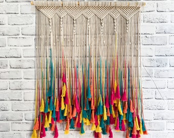 Multicoloured Macrame Tassels Wall Hanging/ Head board