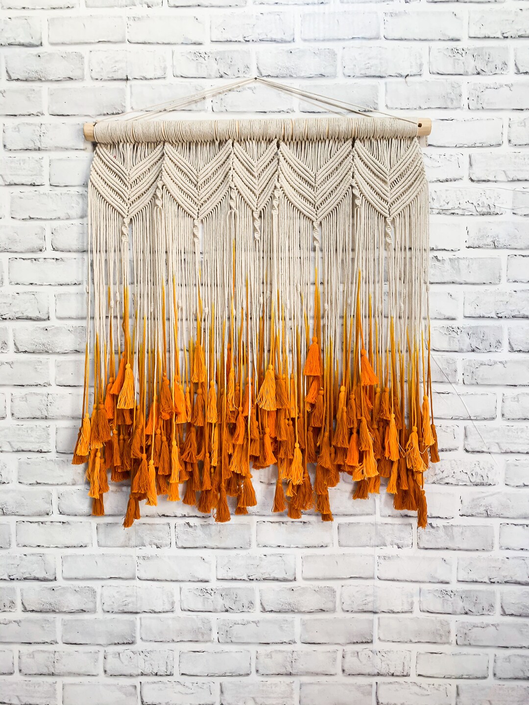Mustard Coloured Macrame Wall Hanging With Tassels/ Macrame Etsy