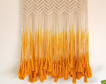 Small Macrame wall hanging with hand dyed tassels/ Macrame wall decoration/ Bohemian Decor