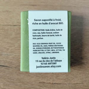 Handmade avocado oil soap with a mojito-style mint scent. Available in 50g or 100g sizes. image 7