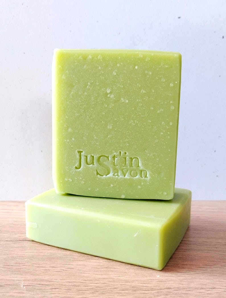 Handmade avocado oil soap with a mojito-style mint scent. Available in 50g or 100g sizes. image 3