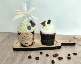 Cappuccino-scented cupcake soap, exfoliating, handmade, cold-processed. Original gift idea.
