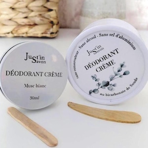 Déodorant naturel en crème, au bicarbonate de soude, parfum musc blanc.