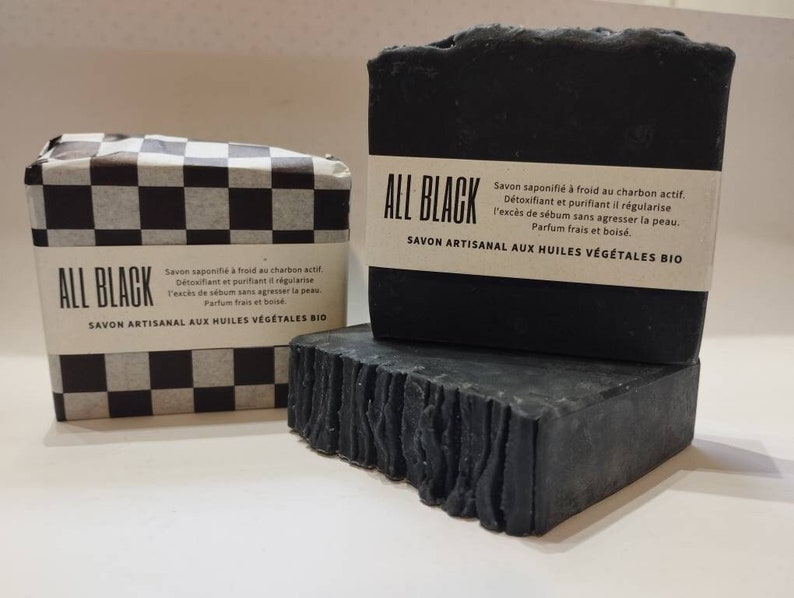 Activated charcoal soap, handmade soap, purifying soap, detoxifying soap. image 1