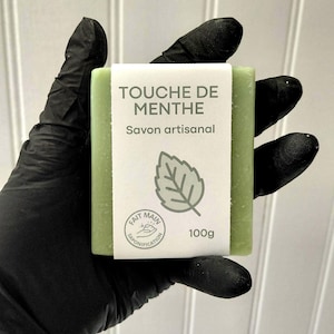 Handmade avocado oil soap with a mojito-style mint scent. Available in 50g or 100g sizes. 100g