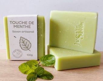 Savon artisanal à l'huile d'avocat, parfum menthe façon mojito. Format 50g ou 100g