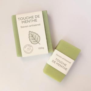 Handmade avocado oil soap with a mojito-style mint scent. Available in 50g or 100g sizes. image 4