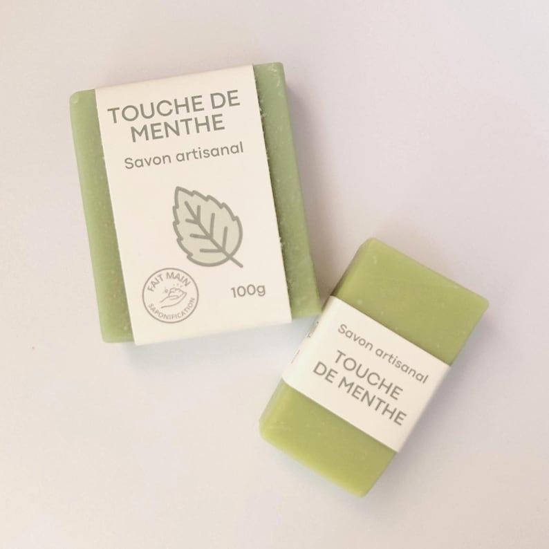Handmade avocado oil soap with a mojito-style mint scent. Available in 50g or 100g sizes. image 4
