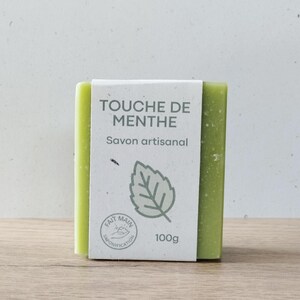 Handmade avocado oil soap with a mojito-style mint scent. Available in 50g or 100g sizes. image 2