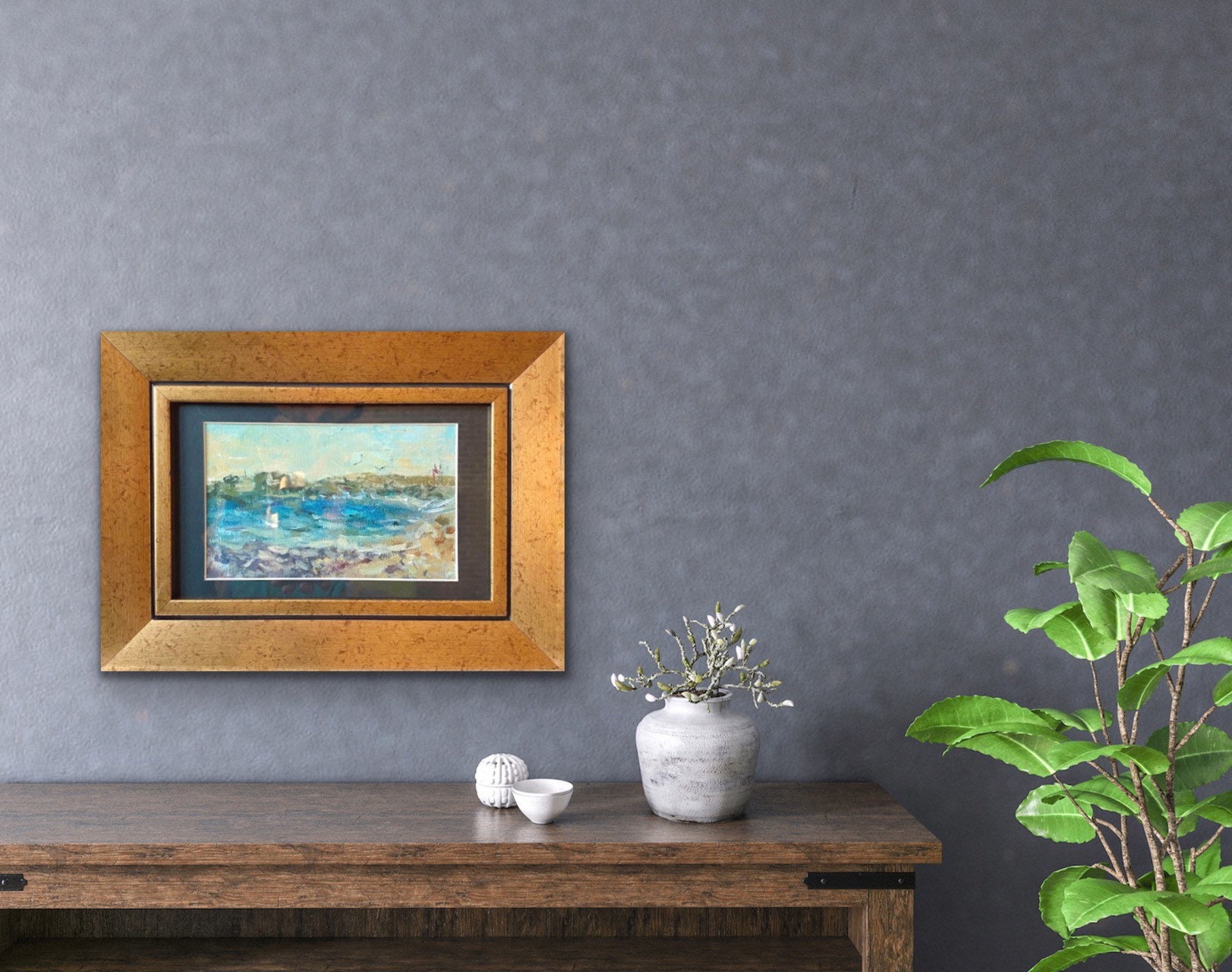 Framed Original Seascape. Frame included. Summer Home Decor. Etsy