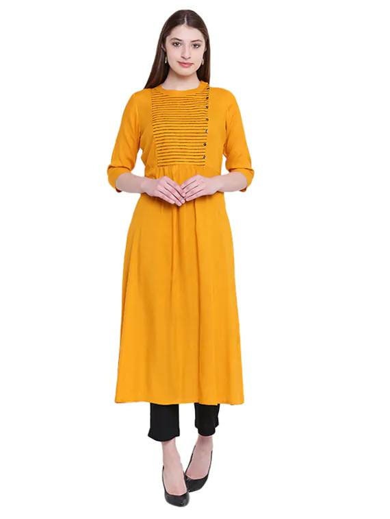 yellow plain anarkali