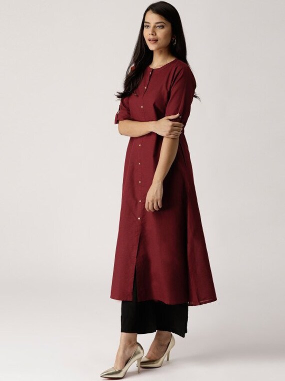 plain maroon gown