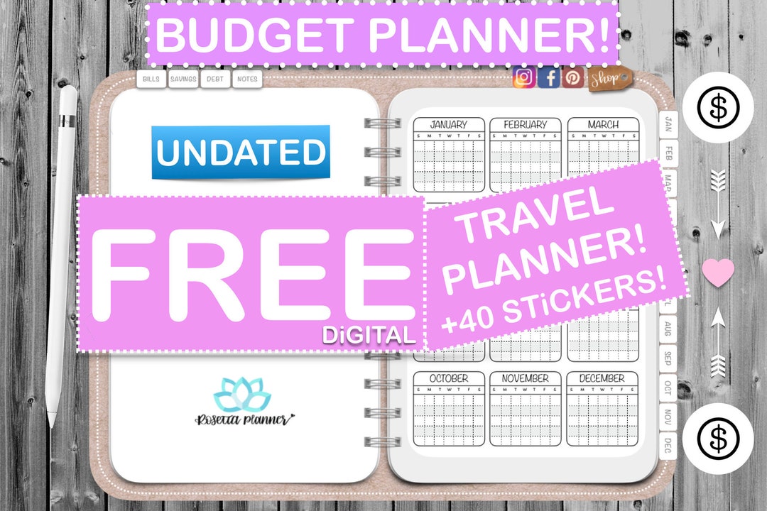 UNDATED BUDGET Planner brown FREE Travel Planner 40 - Etsy UK