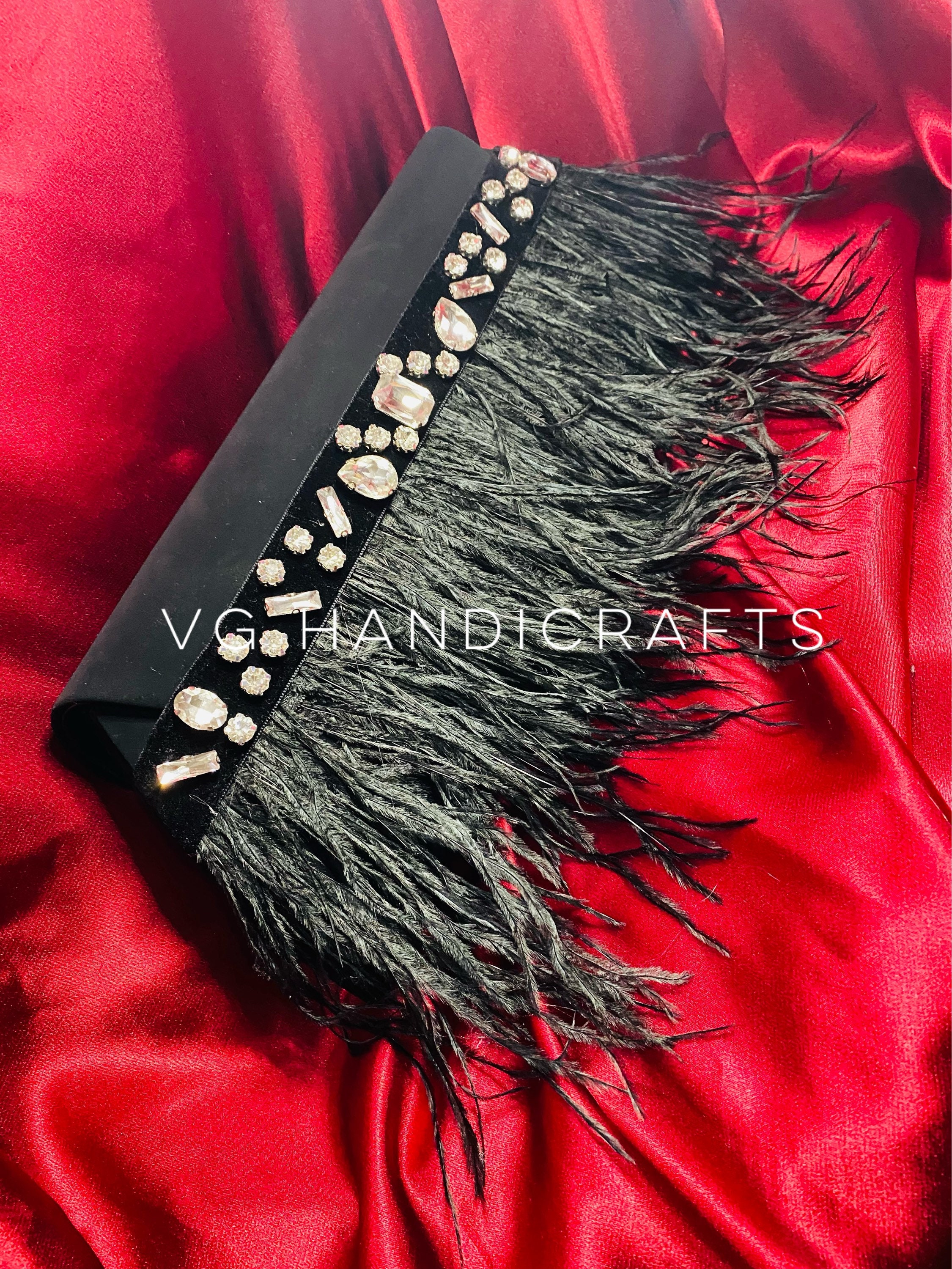 Handmade Exclusive Design Black Feather Clutch With Earrings Evening Feather Handbag With Feather Earrings Etsy Canada