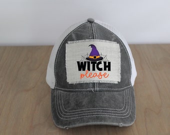 Witch Please Hat, Witch Trucker Cap, Halloween Witch Hat, Halloween Hat for Women, Fall Baseball Cap, Trick or Treat Hat,Halloween Party Hat
