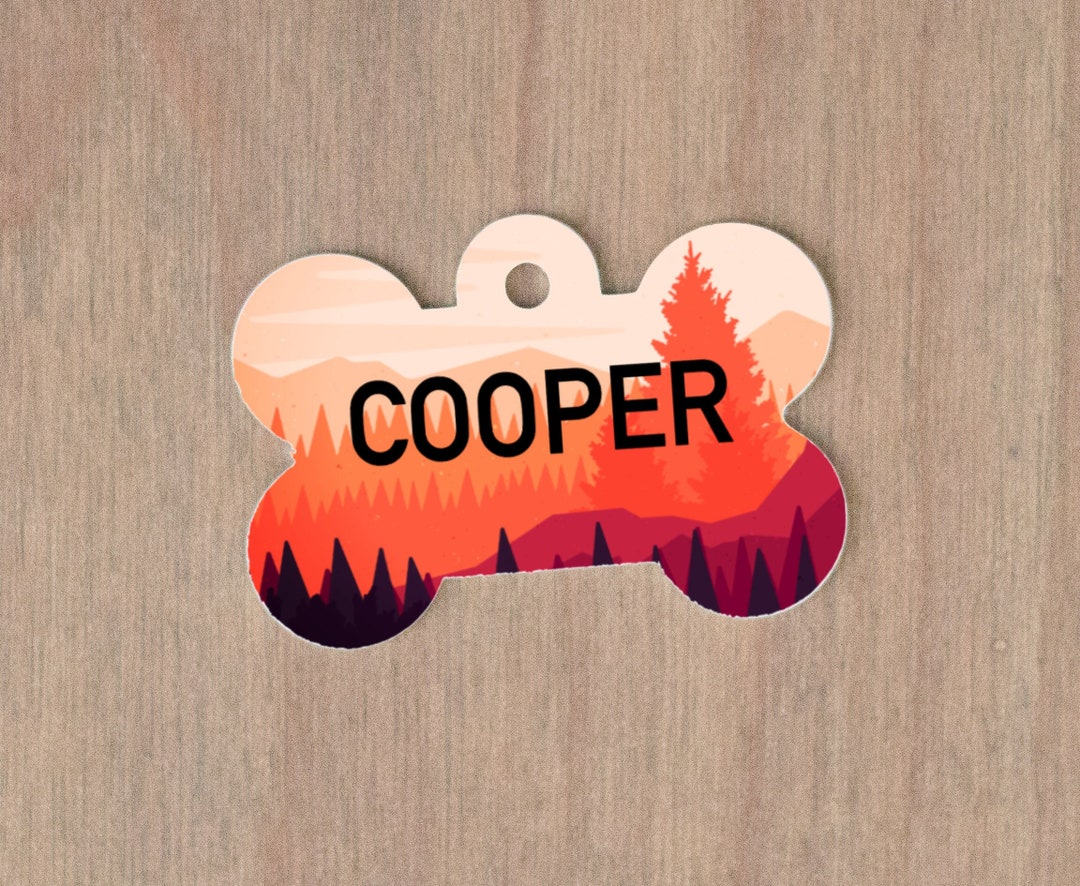 Mountain Dog Name Tag, Double Sided Pet ID Tag, Custom Metal Dog Tag