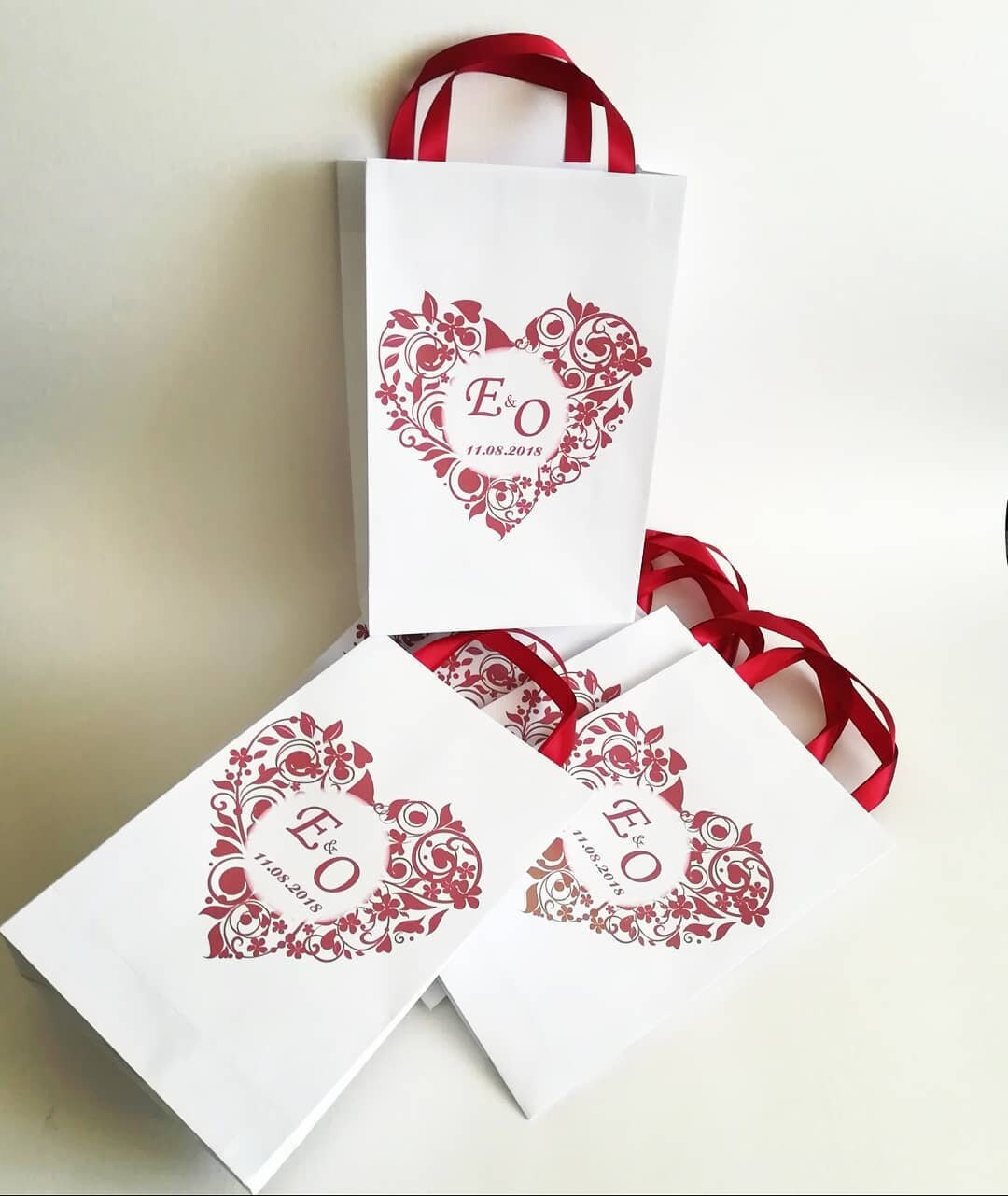 Custom Paper Gift Bag with satin ribbon handles 9x4x2 inches Etsy