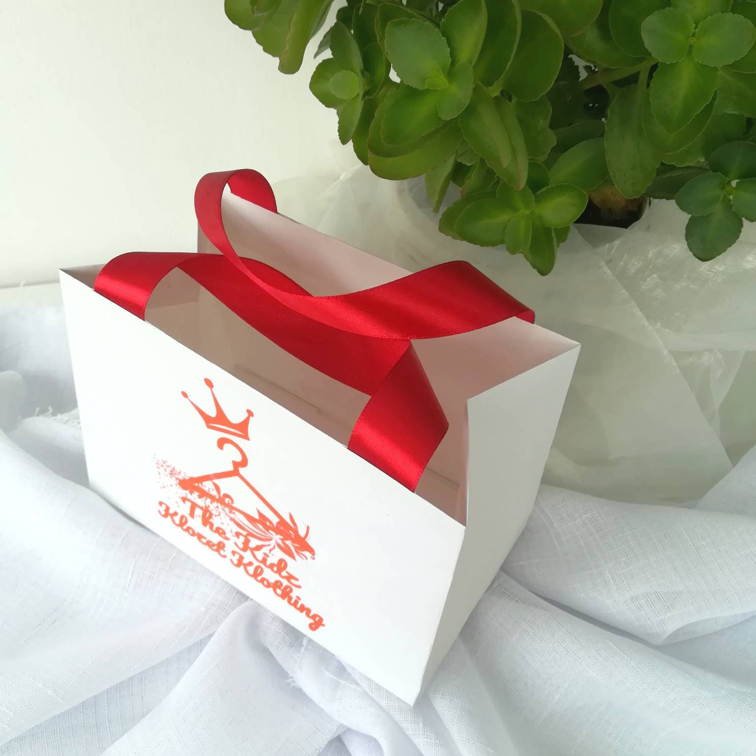 30 pcs set paper bag with satin ribbon handles and print logo Etsy