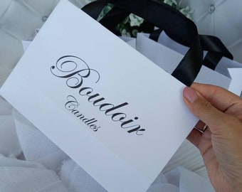 Bolsa de Papel con asas de cinta de raso - Bolsas de bienvenida de boda blancas - Bolsa de Papel Personalizada para los invitados de tu fiesta, bolsas de papel personalizadas