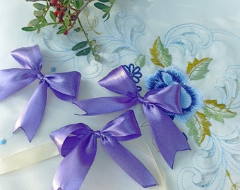 Purple Satin Ribbon Bow Ready Made bows Crafts Bow Christmas Bow Wedding Bow purple Hair bow purple Self Adhesive bows Bows 8 cm