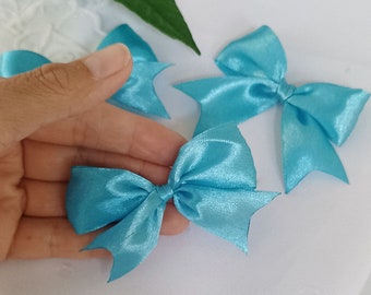 Blue sky Satin Ribbon Bow Ready Made bows Crafts Bow Christmas Bow Wedding Bow Blue Hair bow blue Self Adhesive bows Baby blue Bows 8 cm