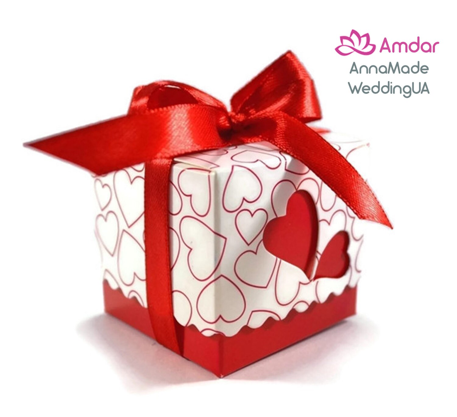 Favors boxes in red color Wedding favor Candy Box with satin Etsy