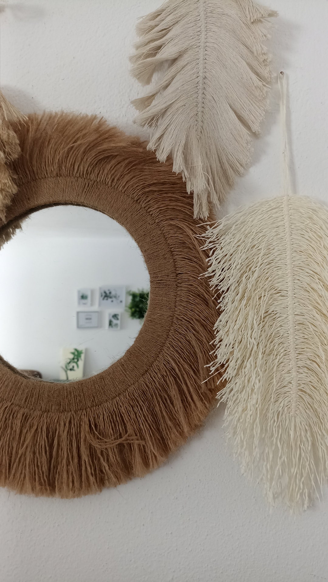 Jute Mirror Set Round Jute Mirror Jute Mirror Boho Mirror Etsy