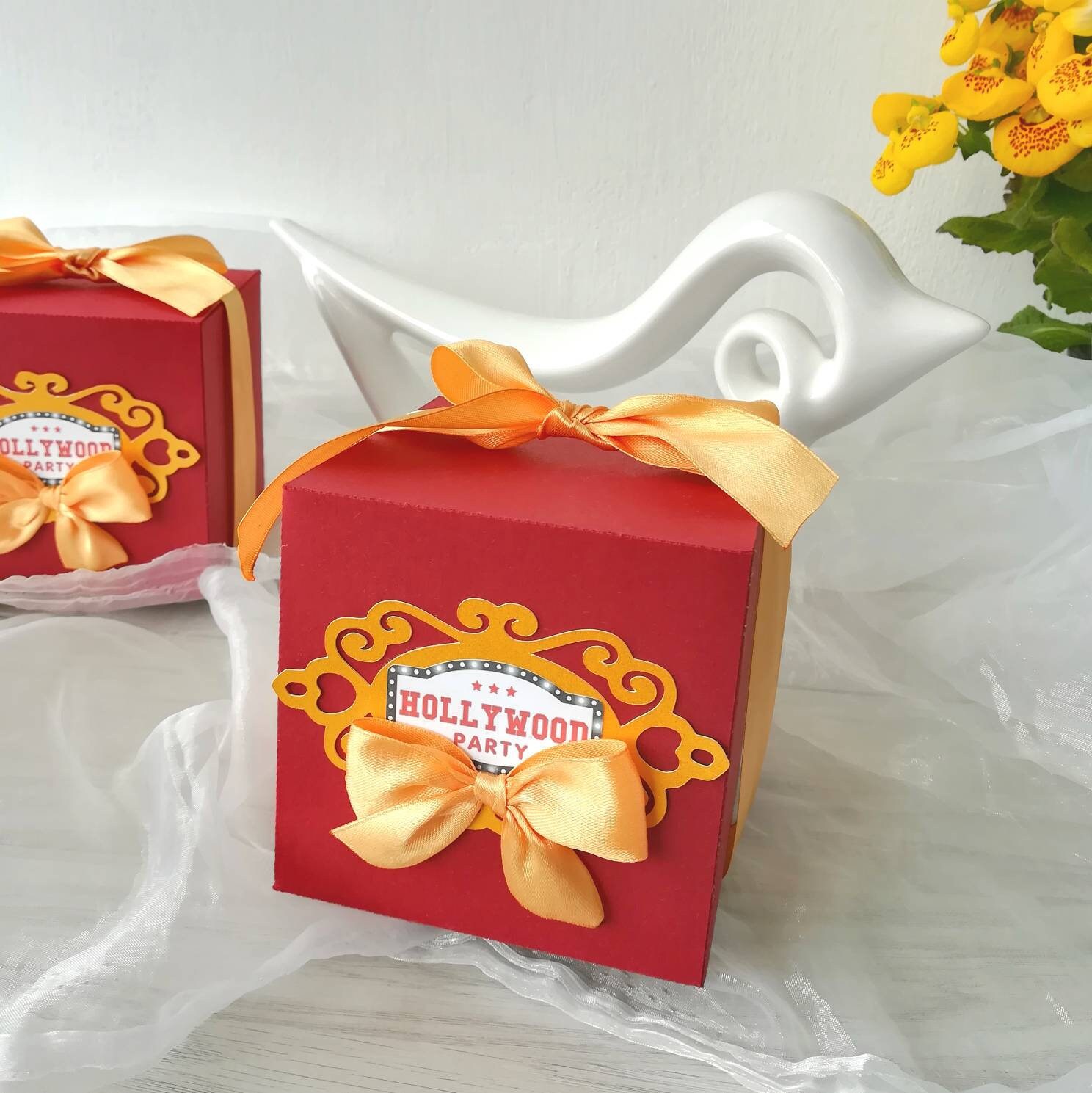 Red carpet gift boxes with the theme of Hollywood favor box Etsy