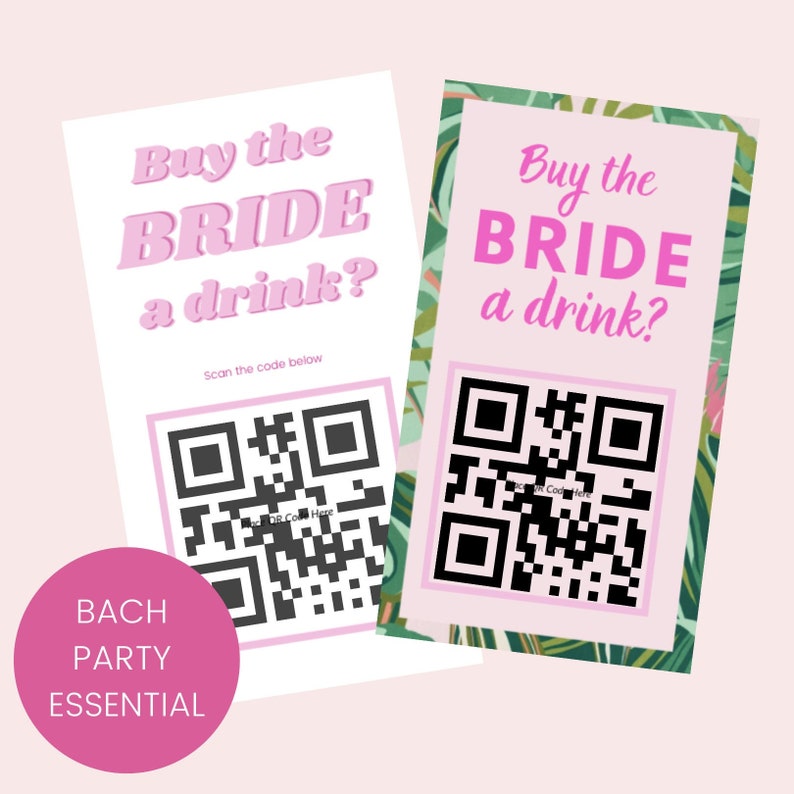 Bachelorette Party QR Code Sticker Template Barbie Etsy
