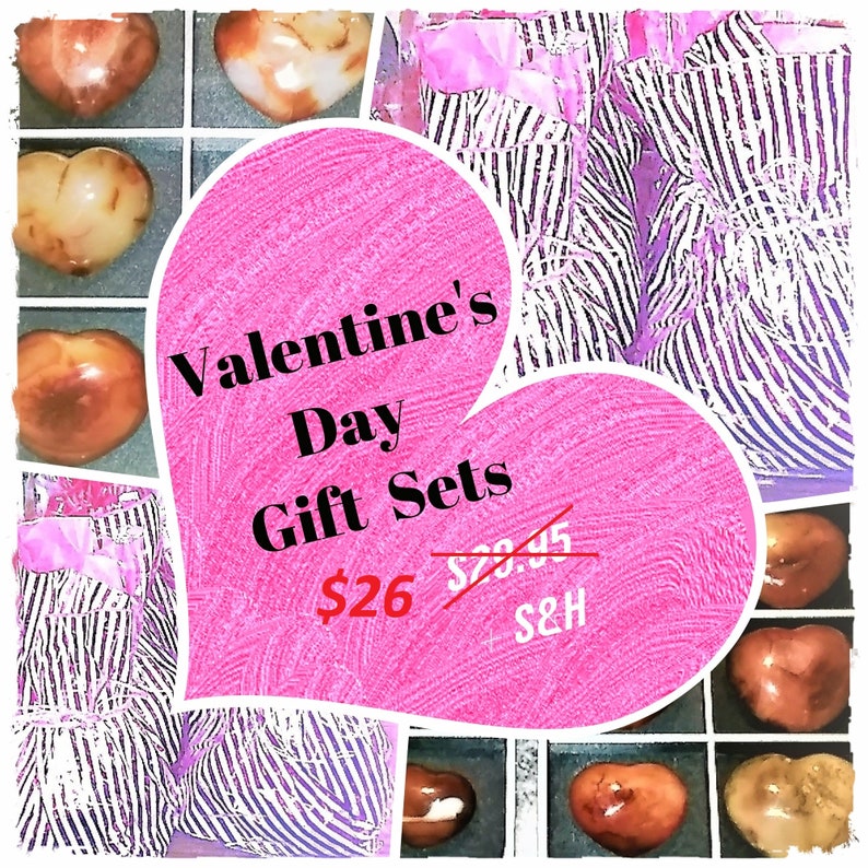 Valentine/'s Day Heart Gift Sets!! Polished Carnelian Crystal ~ Thoughtful V-day Package!