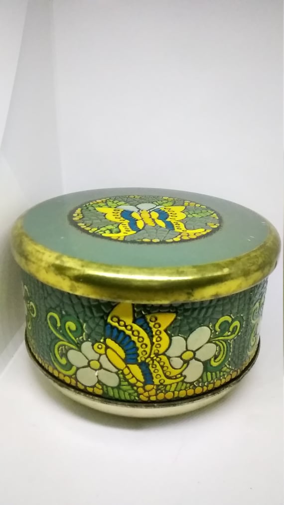 Vintage Colorful Butterly Metal Tin