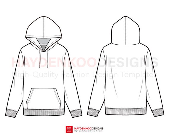 HOODIE ver2 Fashion Flat Templates | Etsy