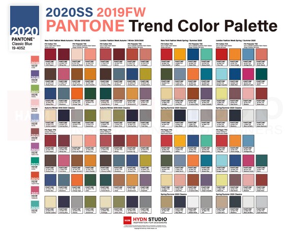 Pantone Fashion Trend Color Palette 2020ss 2019fw Etsy