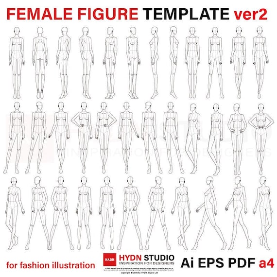 Female Figure Template For Fashion Illustration Ver2 9 Head Etsy female-figure-template-for-fashion-illustration-ver2-9-head-etsy