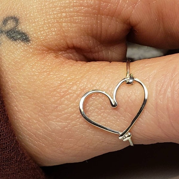 Open Heart Thumb Rings For Women. Sterling Silver Jewellery. Simple Index Finger Rings. Promise Rings. Dainty. Minimalist Rings.