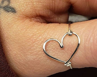 Open Heart Thumb Rings For Women. Sterling Silver Jewellery. Simple Index Finger Rings. Promise Rings. Dainty. Minimalist Rings.