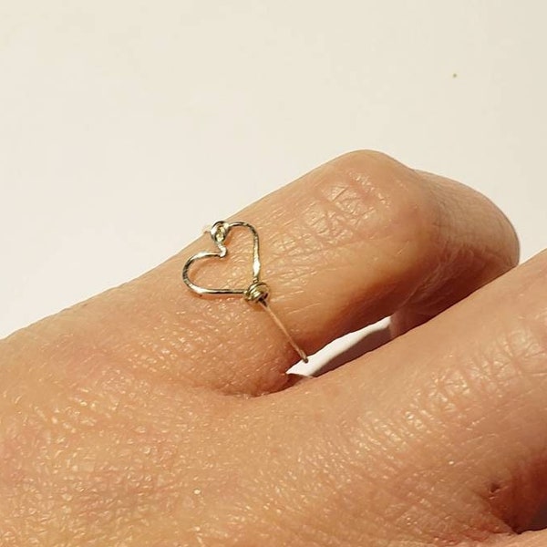 Tiny Heart Rings For Women. Pinky Ring. Open Heart Ring. Midi Ring. Thumb Rings. Index Finger Rings. Argentium Fine Silver Jewelry.