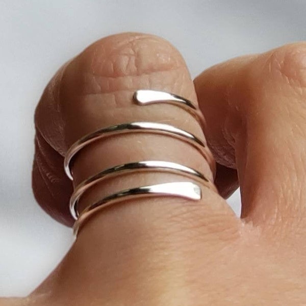 Rings for women. Adjustable Bypass Ring. Anniversary Gifts. Wedding Jewellery. Birthday Gifts. Multi Band Wide Ring. Sterling Silver Jewelry